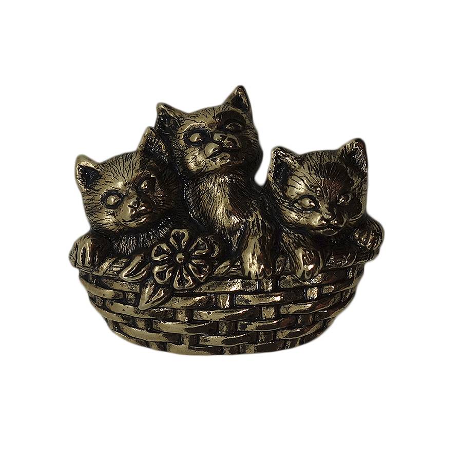 AVON 籠に入った3匹の猫 ピンズ フラワーバスケット エイボン 留め具付き