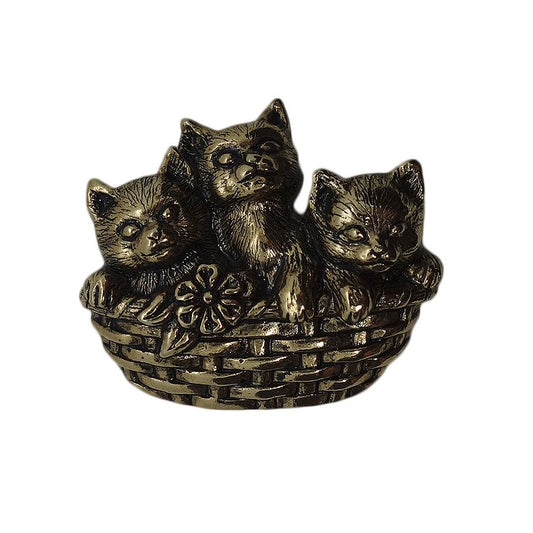 AVON 籠に入った3匹の猫 ピンズ フラワーバスケット エイボン 留め具付き