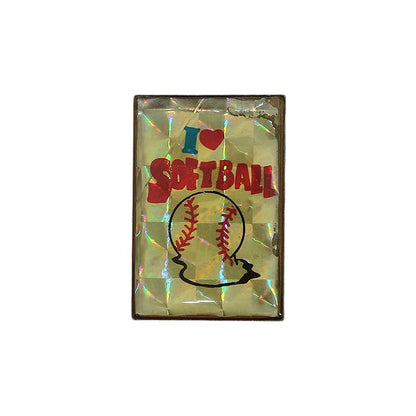 I LOVE SOFTBALL ピンズ ソフトボール 留め具付き
