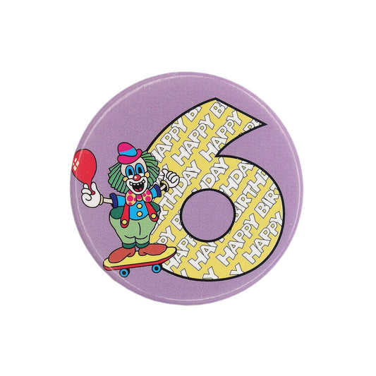 HAPPY BIRTHDAY 6 ピエロ 缶バッジ バッチ 6歳 誕生日