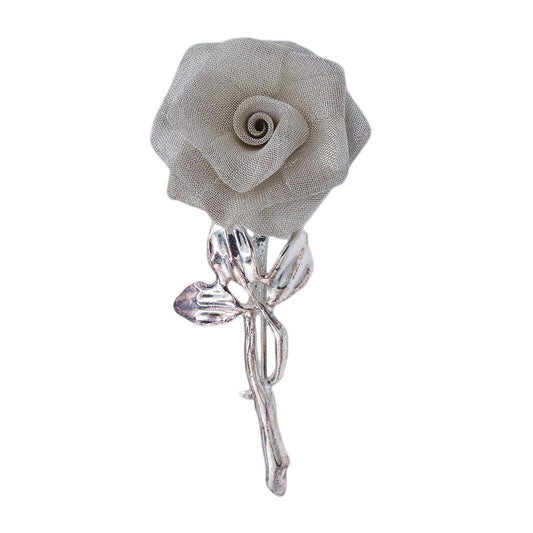 一輪の薔薇 ブローチ 花 メッシュローズ