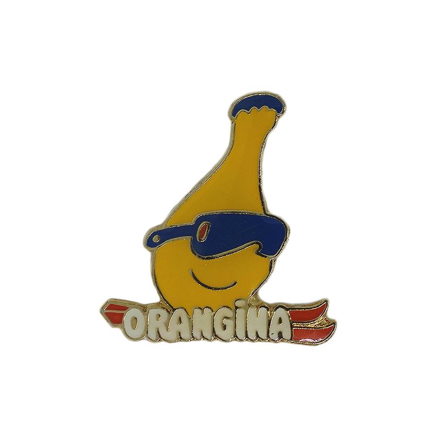 ピンズ ORANGINA 炭酸飲料 オランジーナ キャラ スキー 留め具付き