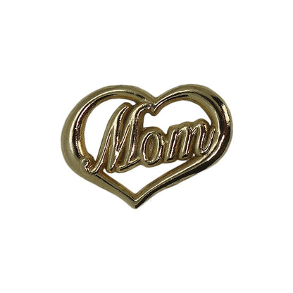 Mom ハート ピンズ 金色 留め具付き