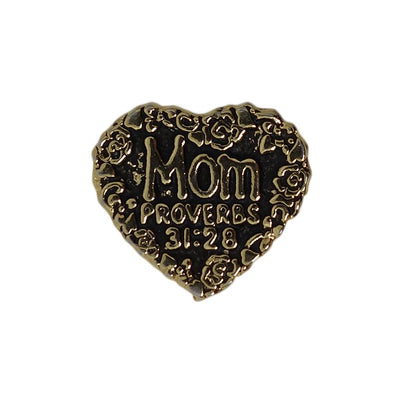 Mom PROVERBS ピンズ 薔薇 ハート 留め具付き