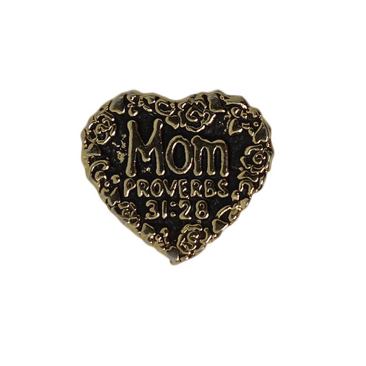 Mom PROVERBS ピンズ 薔薇 ハート 留め具付き