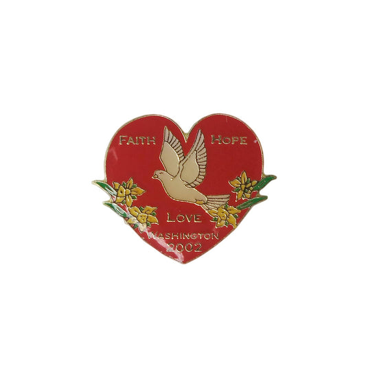 FAITH HOPE LOVE 平和の鳩 花 ハート ピンズ WASHINGTON 2002
