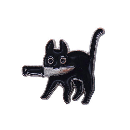ナイフをくわえた黒猫 ピンズ