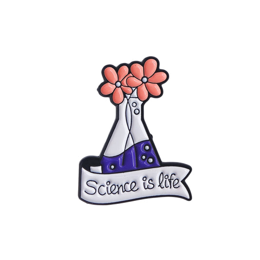 Science is life 花 フラスコ ピンズ
