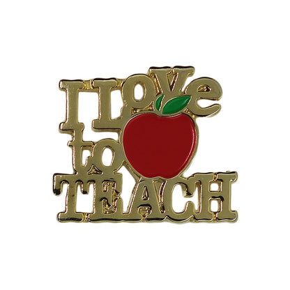 I LOVE TO TEACH ピンズ 林檎 留め具付き。