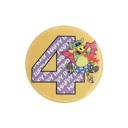 HAPPY BIRTHDAY 4 缶バッジ バッチ 4歳 誕生日 ドラゴン
