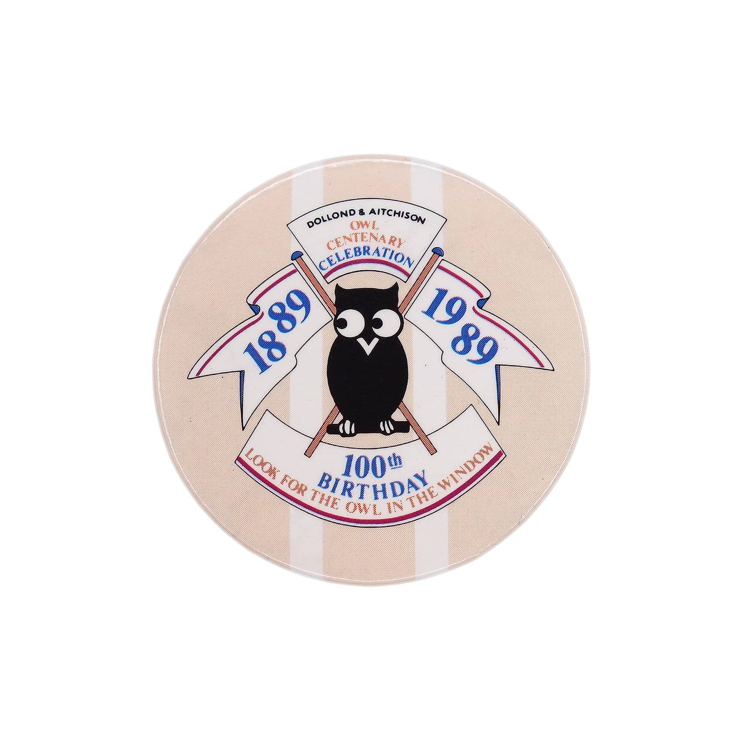 Dollond & Aitchison フクロウ100周年記念 缶バッジ バッチ 眼鏡店