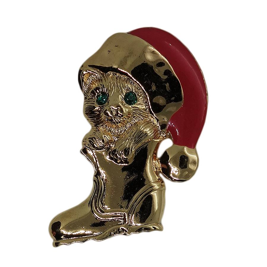 AVON 猫とブーツ ピンズ クリスマス エイボン 留め具付き