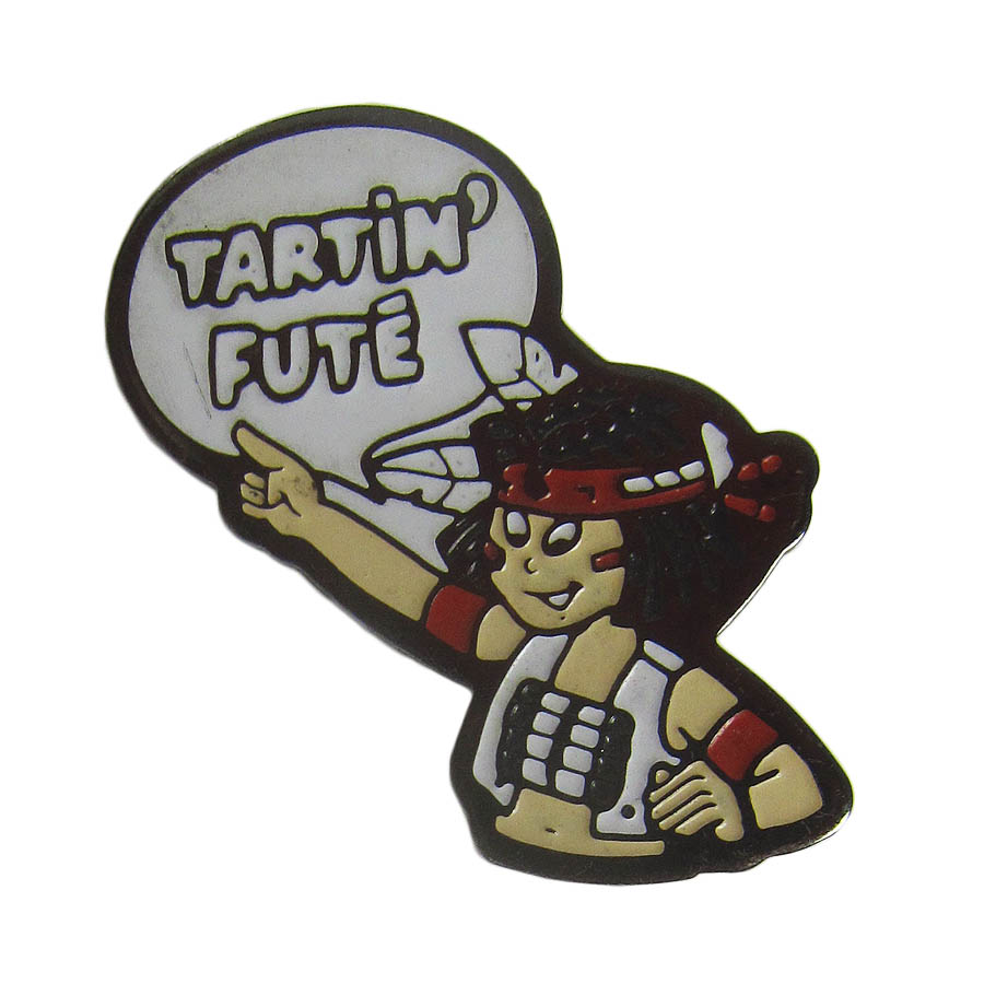 フランス ビンテージ ピンズ TARTIN FUTE インディアン 留め具付き