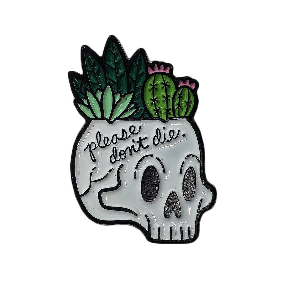 Please don't die. ピンズ スカルプランター サボテン 留め具付き