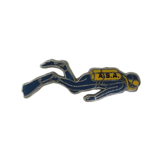 スキューバダイビング ピンズ 潜水 ダイバー A.S.A. 留め具付き
