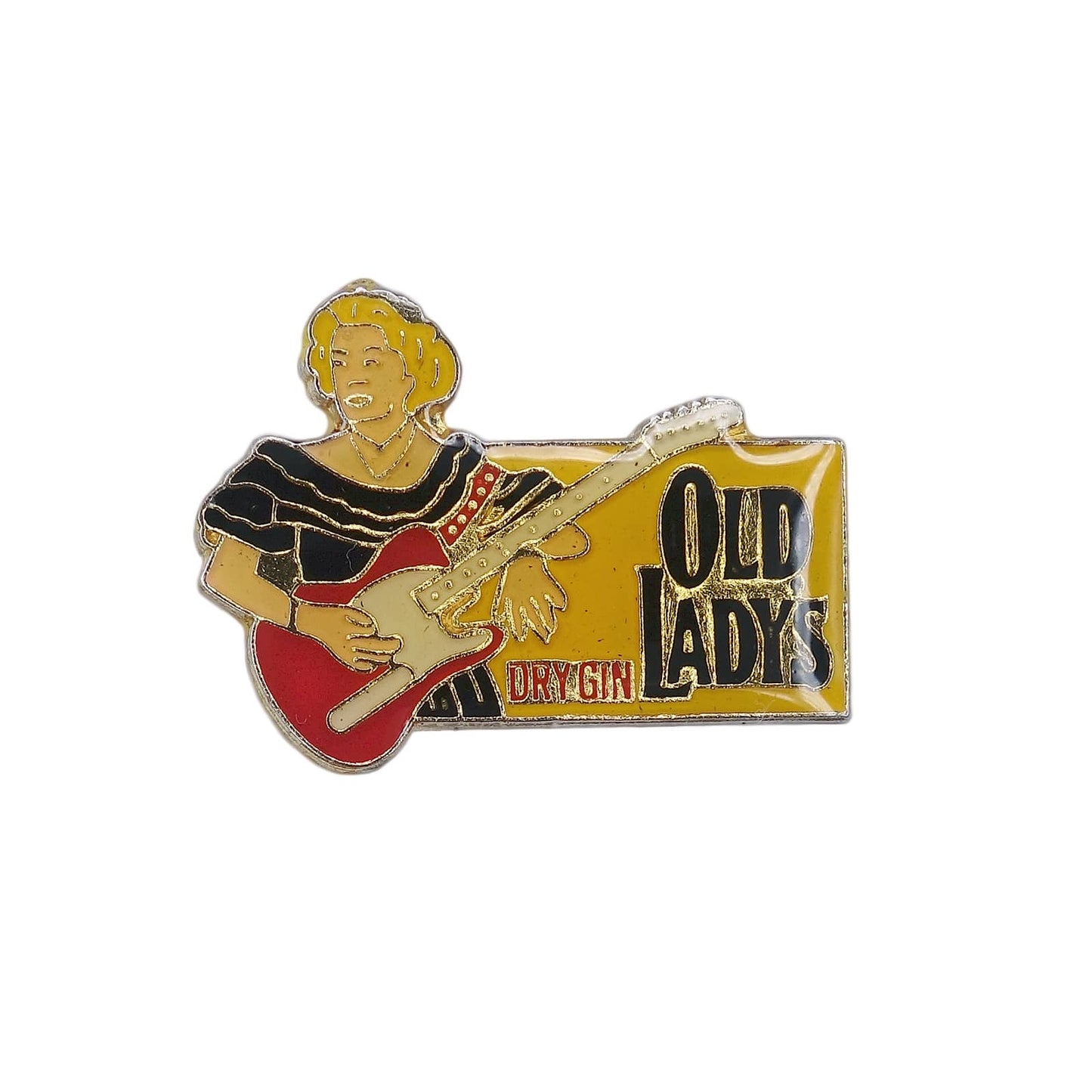 OLD LADY'S ドライジン ギターを持つ女性 ピンズ 酒