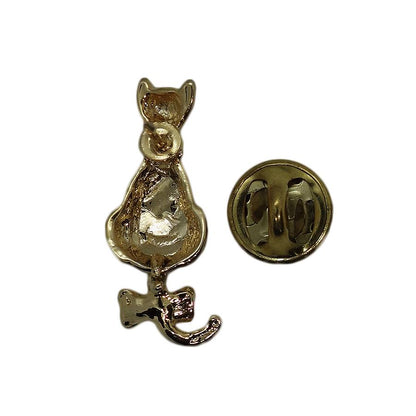 猫 ピンズ 金色 留め具付き
