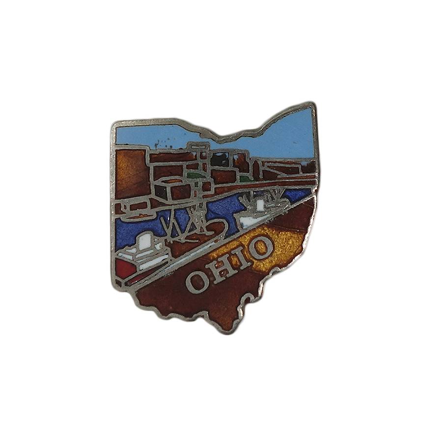 OHIO ピンズ オハイオ州 地図型 MAFCO 留め具付き