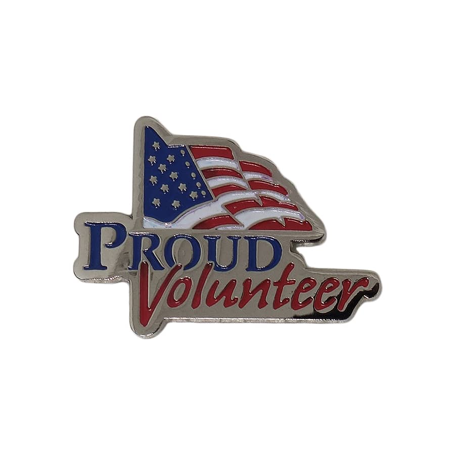 PROUD ピンズ Volunteer 星条旗 留め具付き