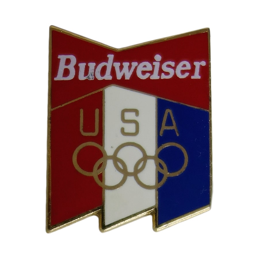 ピンズ オリンピック 五輪マーク ビール Budweiserバドワイザー 留め具付き ピンバッジ