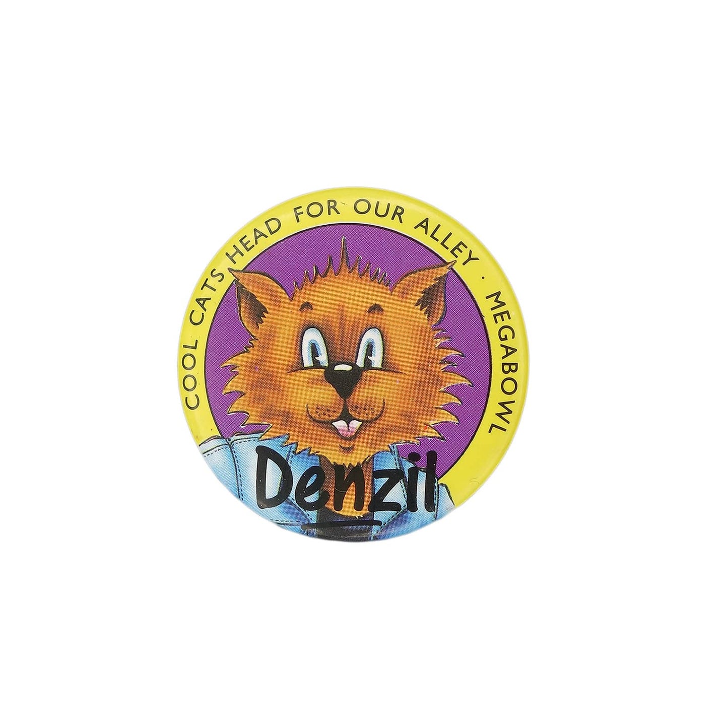 ボウリング場チェーン MEGABOWL 缶バッジ バッチ Denzil メガボウル