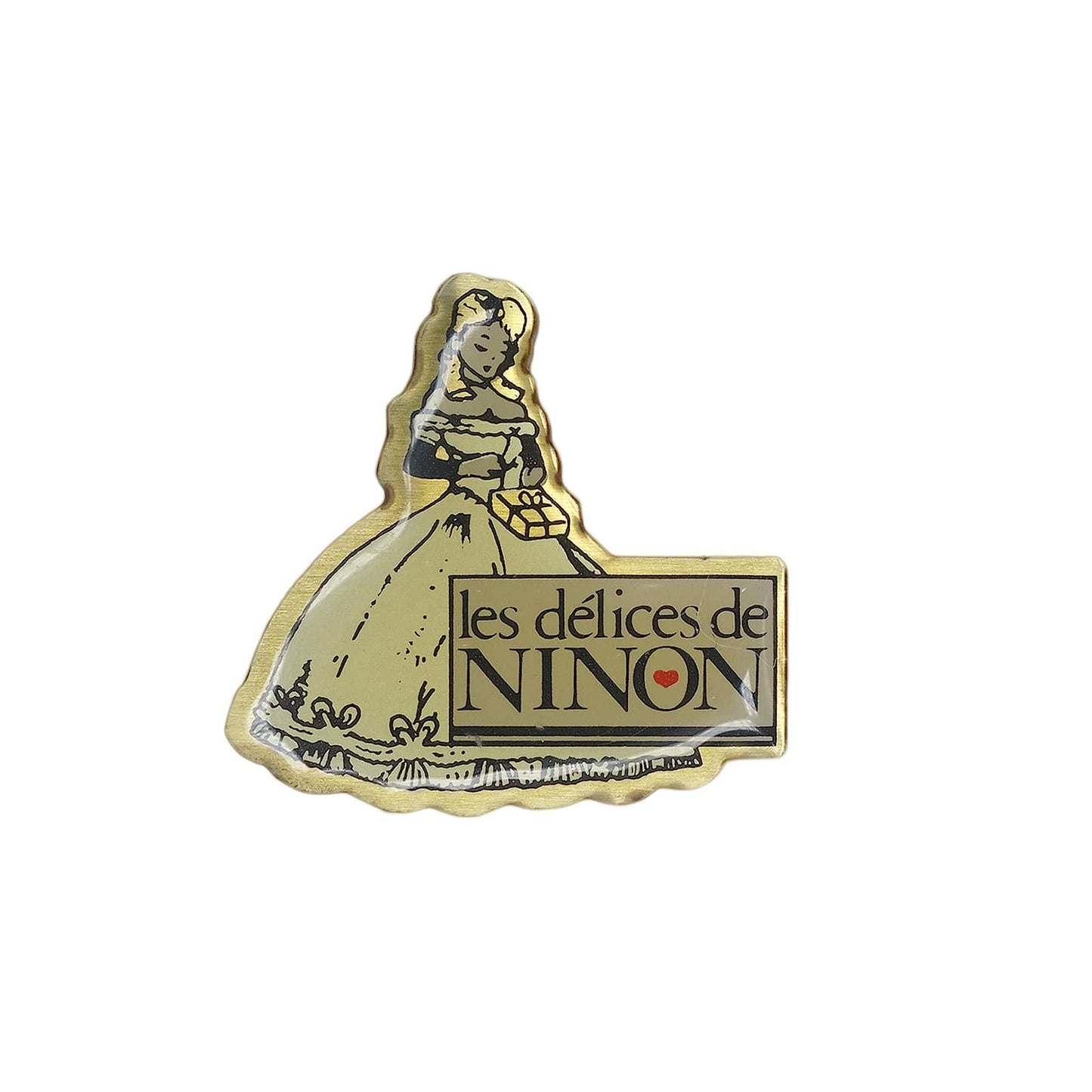 les delices de NINON お菓子の箱を持つ貴婦人 ピンズ 冷凍ペストリー