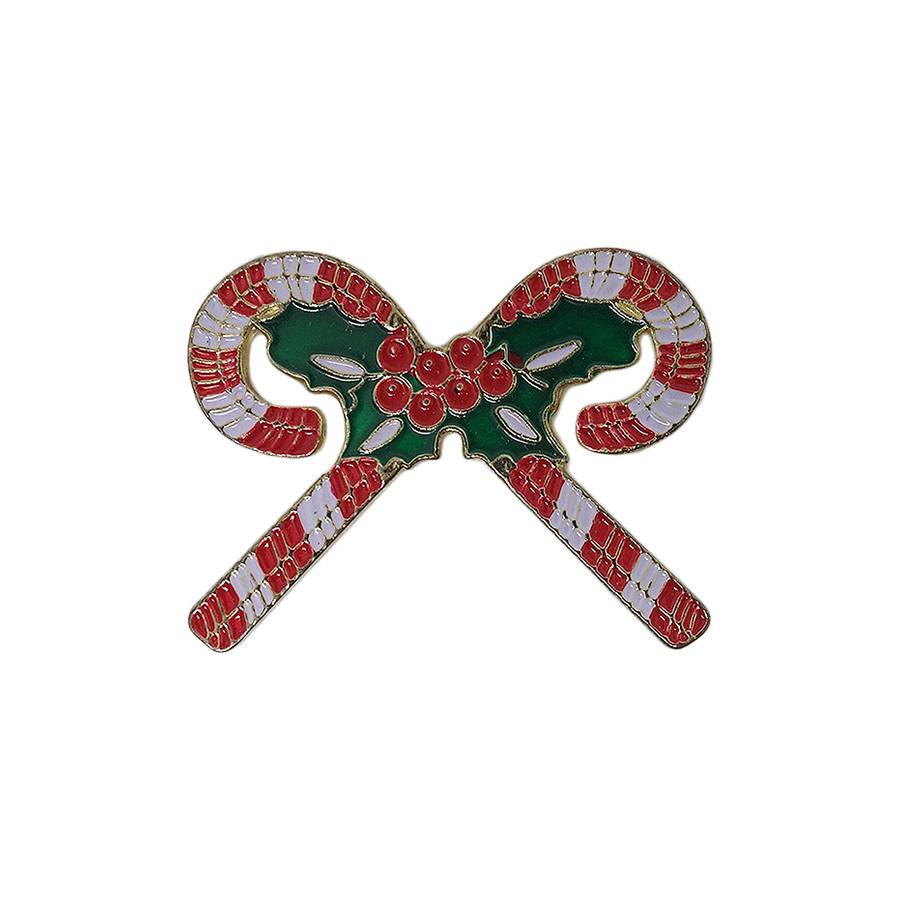 クリスマス ステッキ ピンズ ヒイラギ 留め具付き