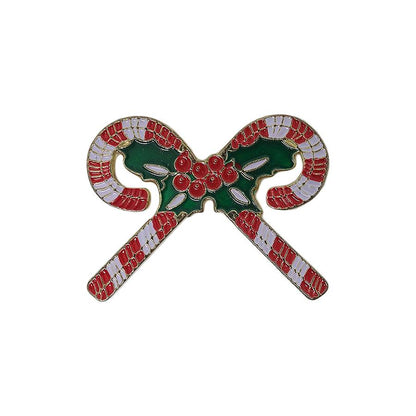 クリスマス ステッキ ピンズ ヒイラギ 留め具付き