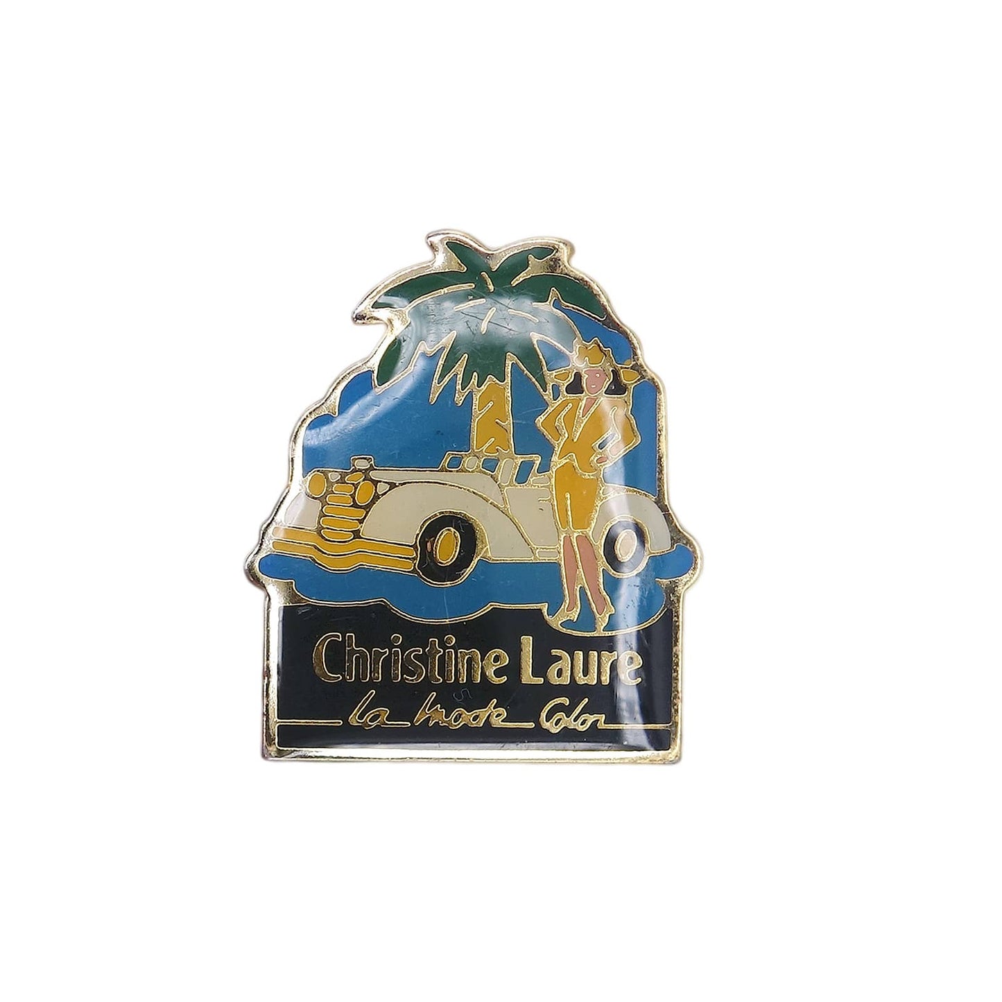 Christine Laure クラシックカーと女性 ピンズ ファッションブランド