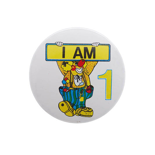 I AM 1 ピエロ 缶バッジ バッチ 1歳 誕生日