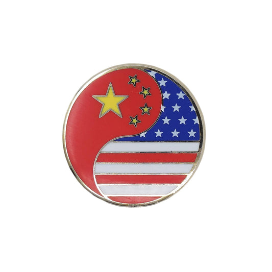中国旗×星条旗 陰陽風 ピンズ