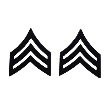 米軍 階級章 三等軍曹 黒 ピンズ ミリタリー インシグニア 2点セット