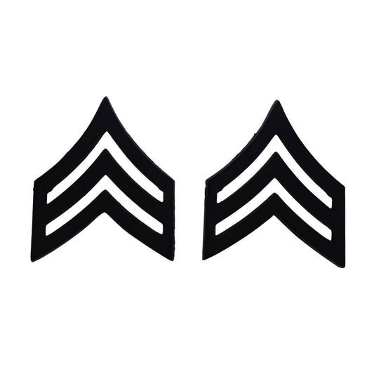 米軍 階級章 三等軍曹 黒 ピンズ ミリタリー インシグニア 2点セット