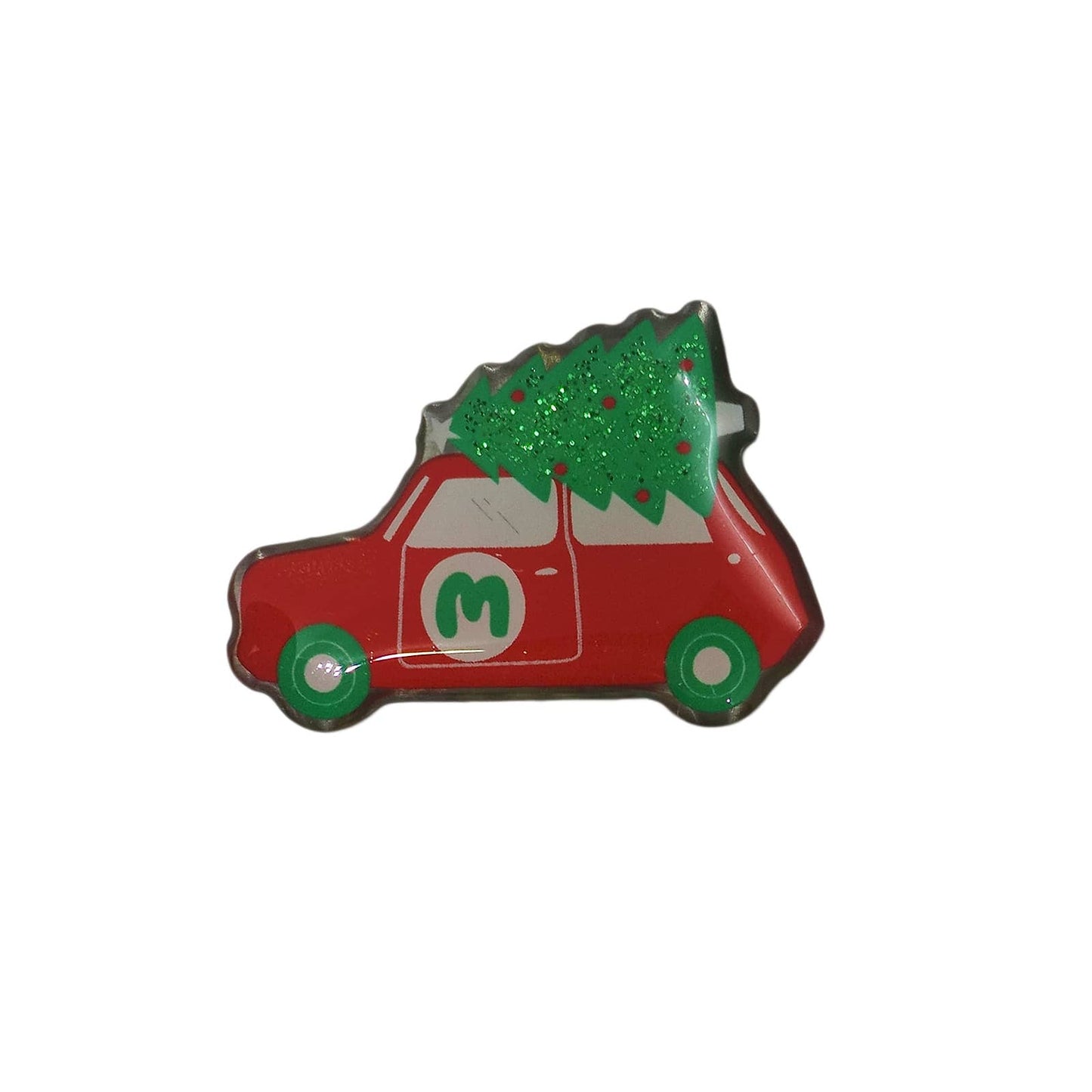 クリスマスツリーを乗せた赤い車 ピンズ
