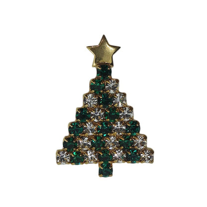 クリスマスツリー ピンズ 木 ラインストーン 留め具付き