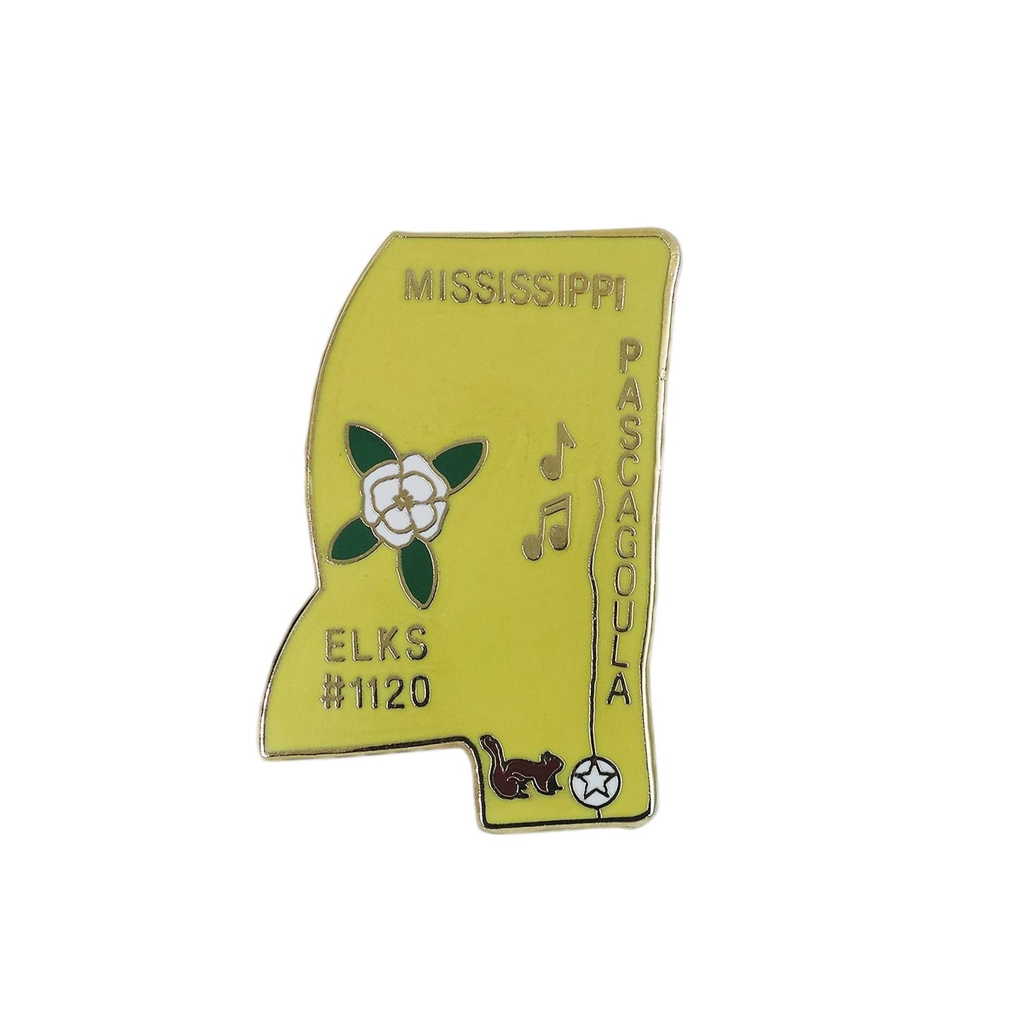 Elks エルクス 花 ピンズ MISSISSIPPI 地図型