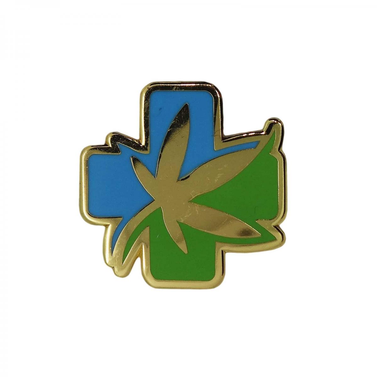 医療大麻 ピンズ  留め具付き クロスに葉