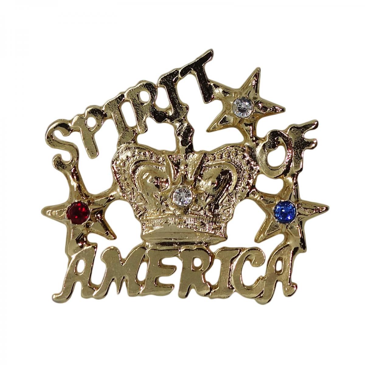 SPIRIT OF AMERICA 王冠 ピンズ ラインストーン 留め具付き