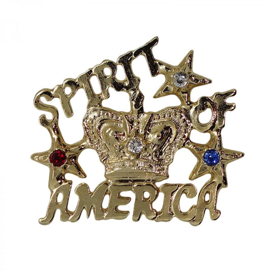 SPIRIT OF AMERICA 王冠 ピンズ ラインストーン 留め具付き
