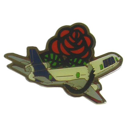 ピンズ フランス 航空会社 UTA 飛行機 × 薔薇 留め具付き レトロ ピンバッジ
