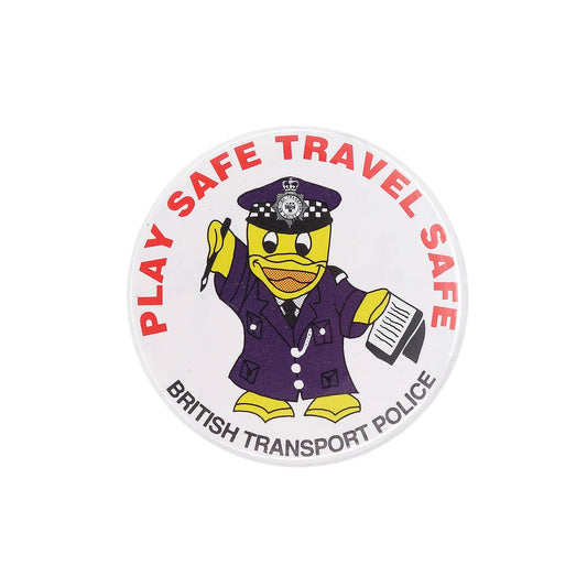 PLAY SAFE TRAVEL SAFE 缶バッジ バッチ イギリス鉄道警察