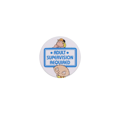 アニメ Family Guy 缶バッジ ADULT SUPERVISION REQUIRED キャラクター