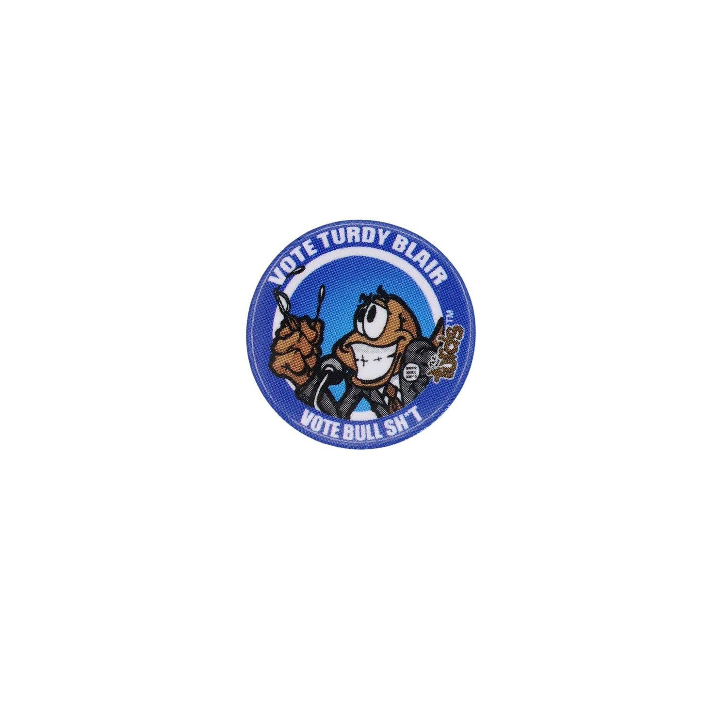 政治パロディ VOTE TURDY BLAIR VOTE BULL SH'T 缶バッジ バッチ