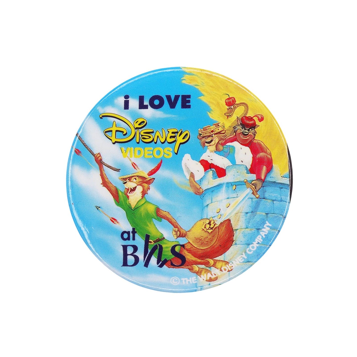 ディズニー映画 ロビン・フッド 缶バッジ  百貨店BHS ビデオ販売プロモーション バッチ