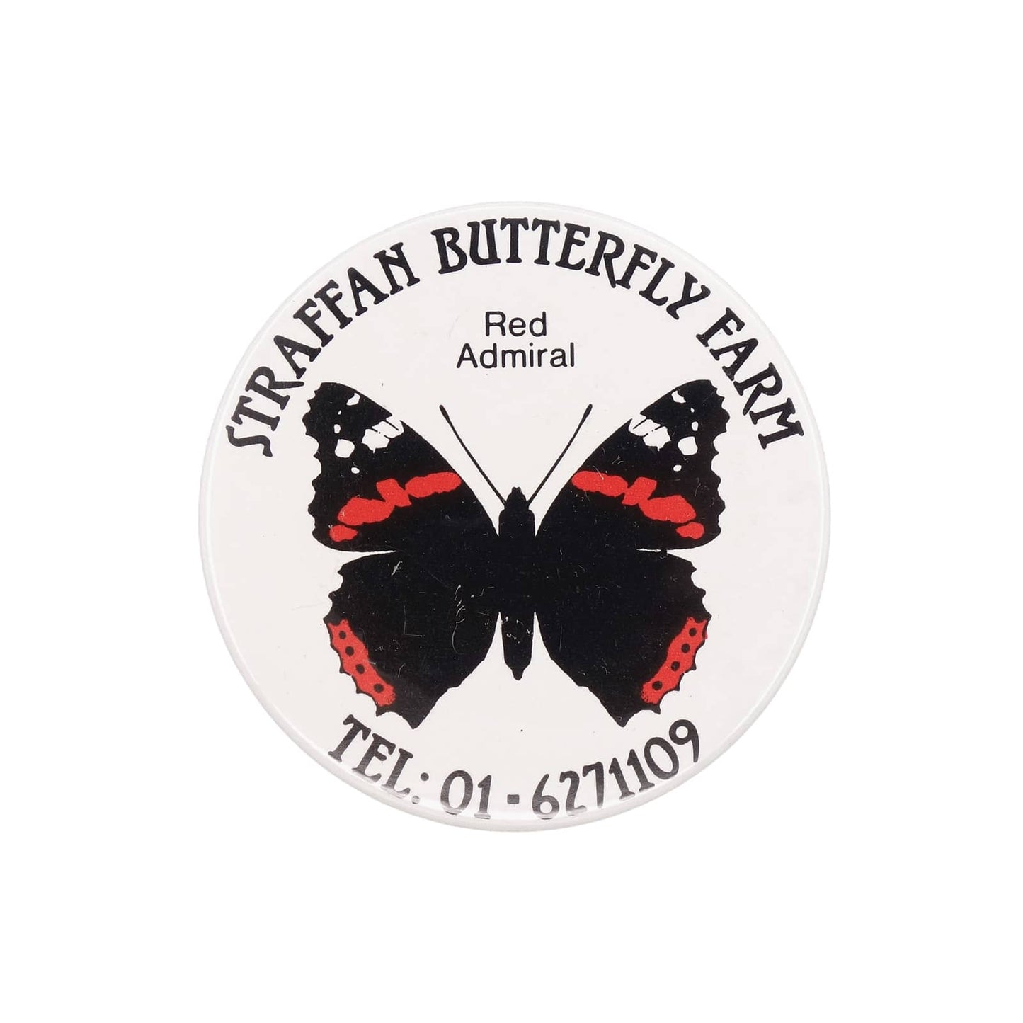 Straffan Butterfly Farm ヨーロッパアカタテハ 蝶 缶バッジ バッチ