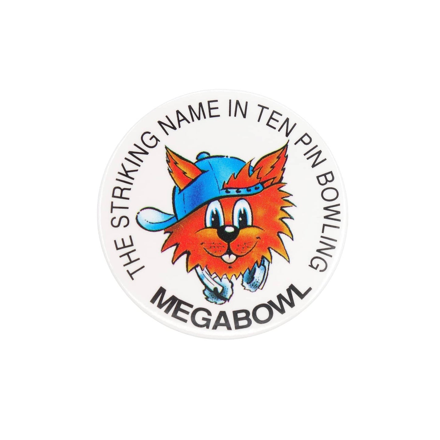 ボウリング場チェーン MEGABOWL 缶バッジ バッチ メガボウル 猫 キャラ