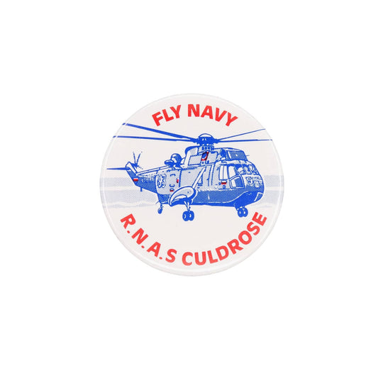 FLY NAVY R.N.A.S CULDROSE クルドローズ海軍航空基地 缶バッジ バッチ ヘリコプター
