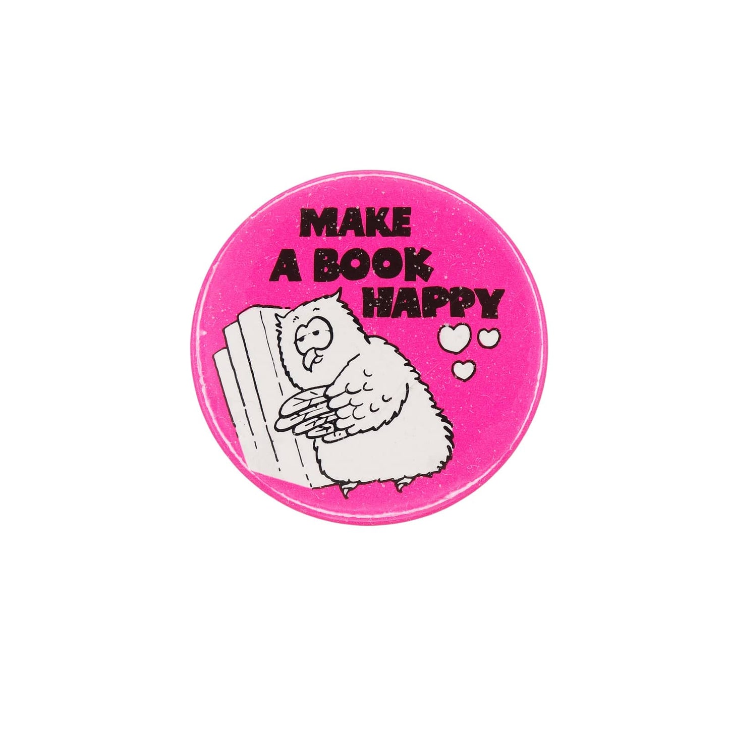 MAKE A BOOK HAPPY 缶バッジ バッチ 本とフクロウ