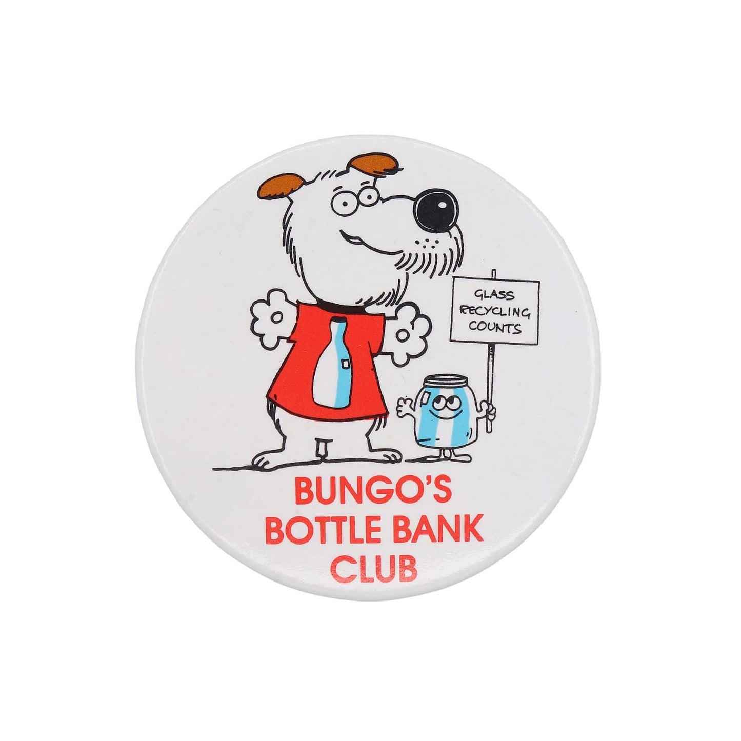 BUNGO'S BOTTLE BANK CLUB ガラス瓶リサイクル促進キャンペーン 缶バッジ 犬キャラクター