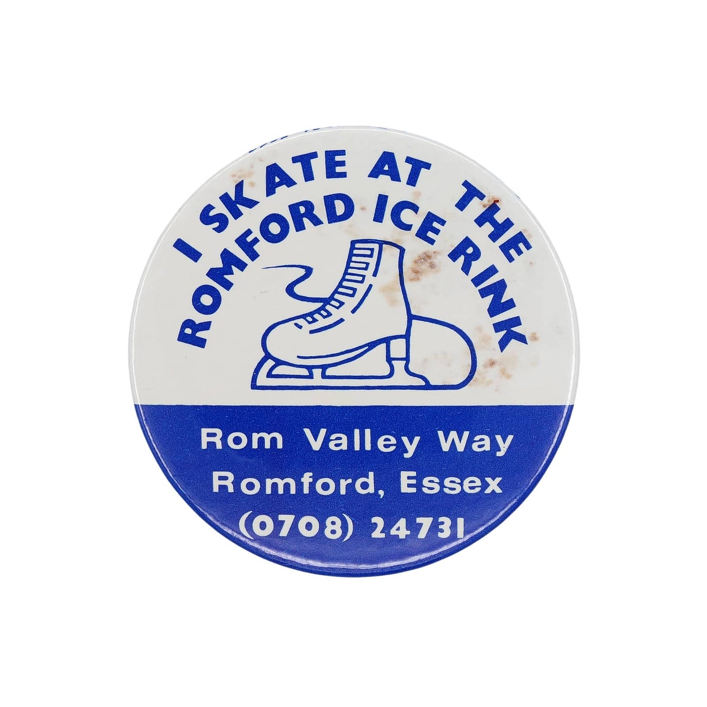 スケート靴 I SKATE AT THE ROMFORD ICE RINK 缶バッジ バッチ